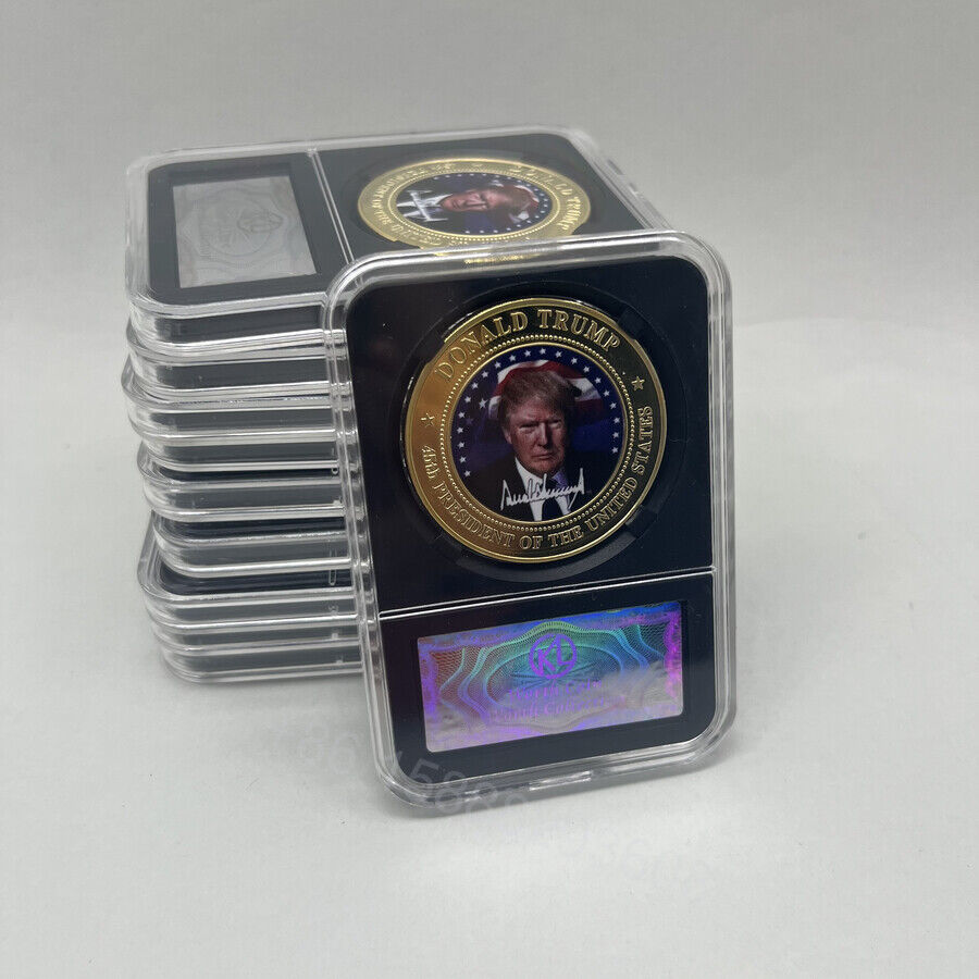 10pc 2024 US President Donald Trump Gold coin Commemorative Medal Souvenir badge