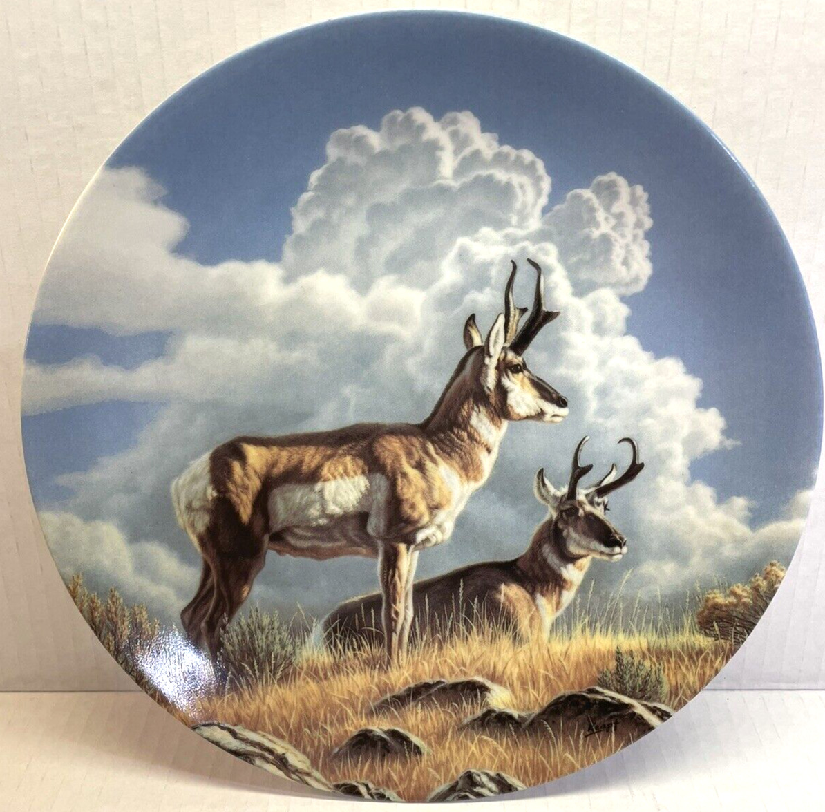 VINTAGE Dominion China LTD The Pronghorn Collector Plate by Paul Krapf With COA