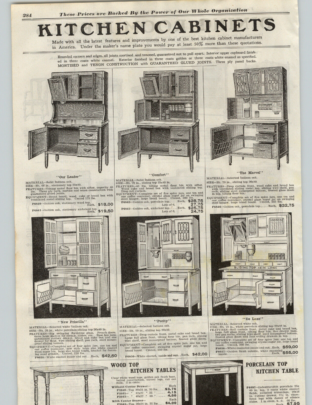 1922 PAPER AD Hoosier type Kitchen Cupboard Cabinet Deluxe Oak Wood