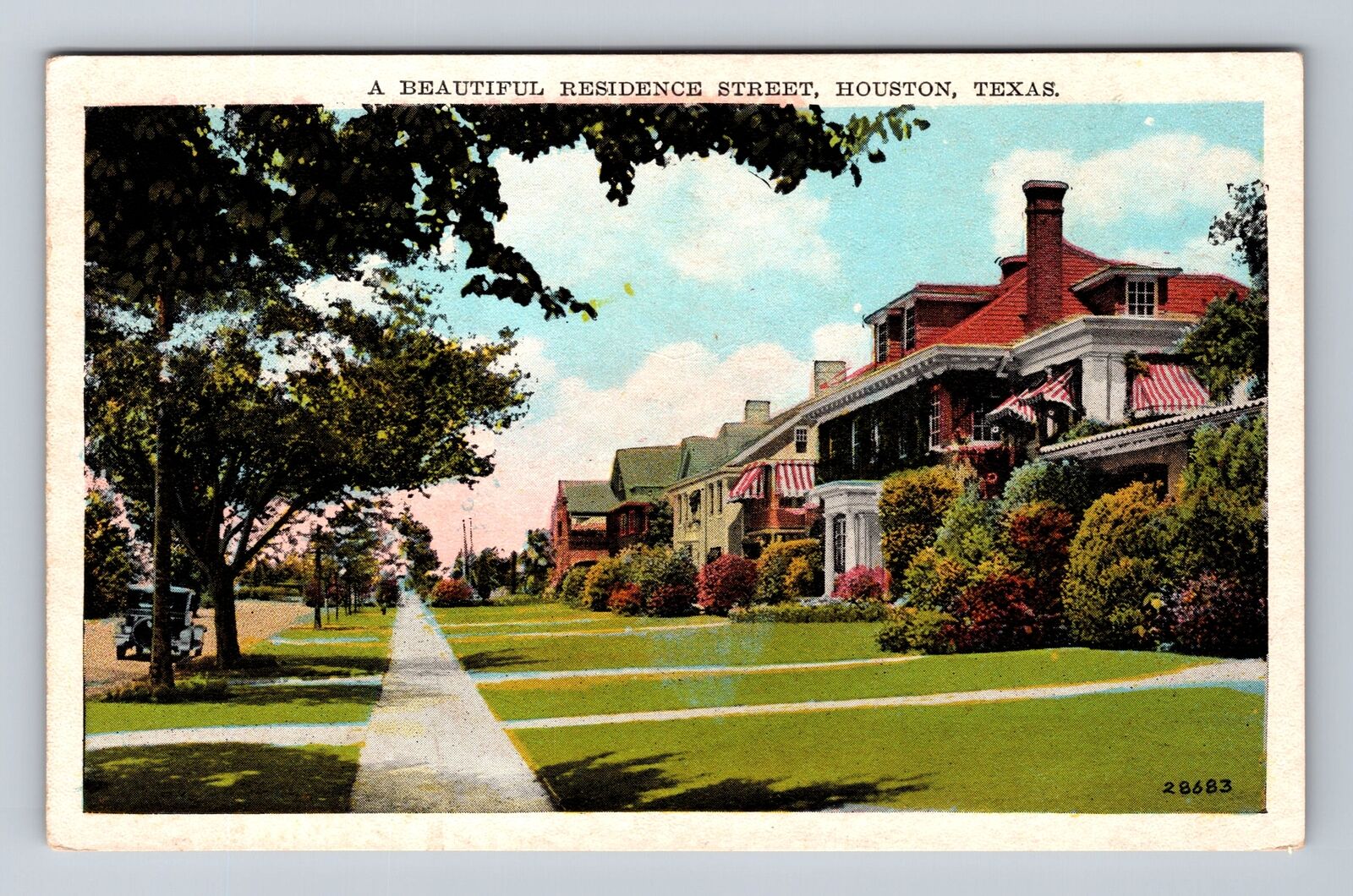 Houston TX- Texas, Residence Street, Advertisement, Vintage Postcard