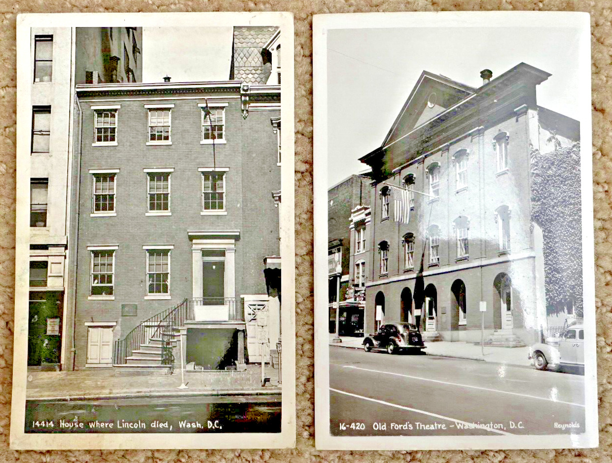 Two RPPCs Old Ford's Theatre Lincoln Shot House Where Lincoln Died Washington DC