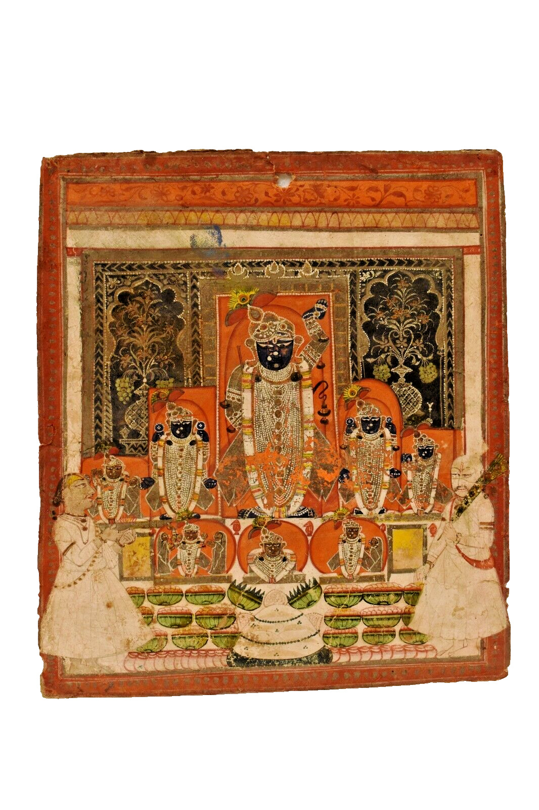 Antique Miniature Paintings Of Nathdwara Annakuta Govardhan Puja Shrinathji Rare