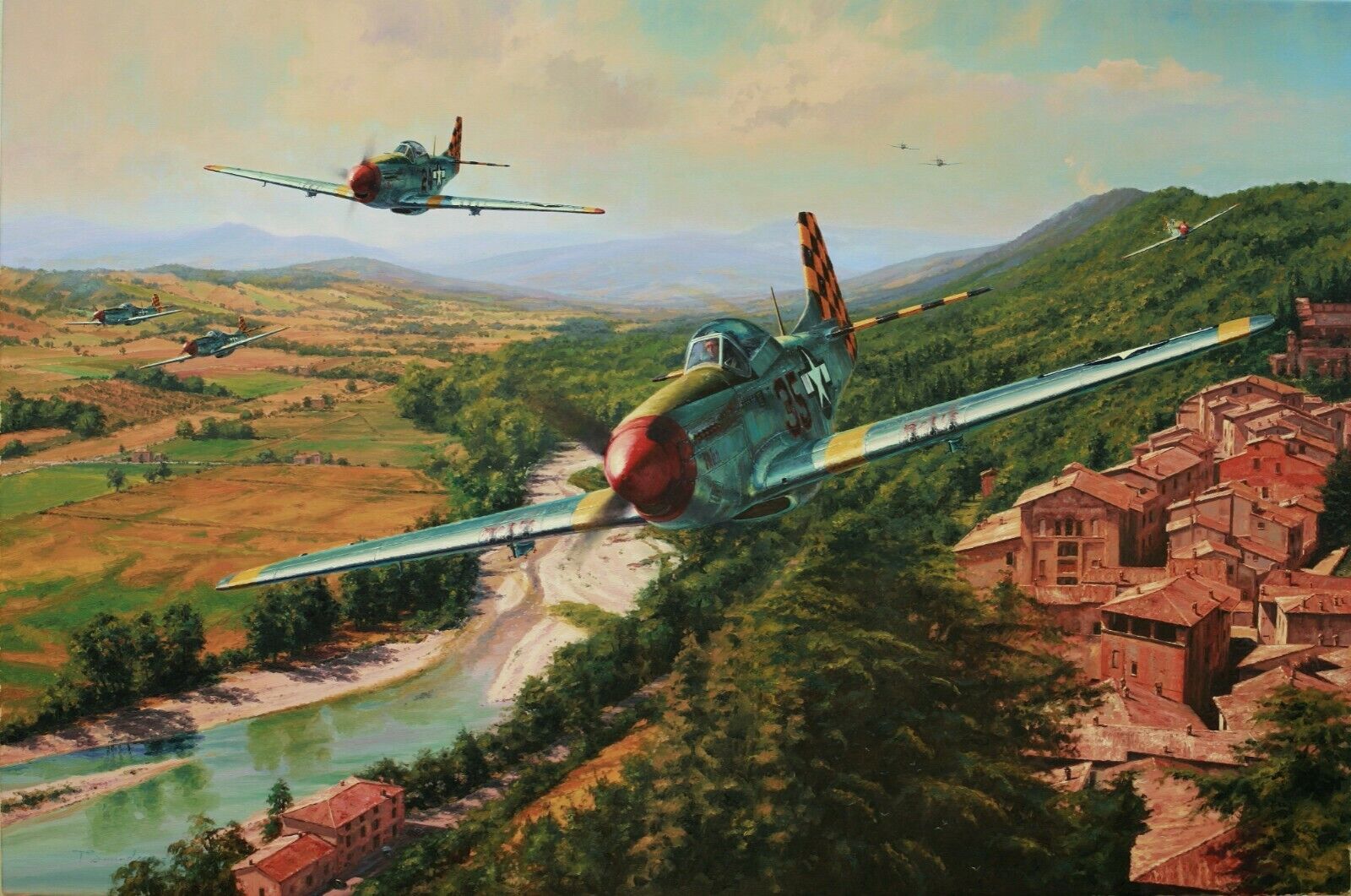 ROAM AT WILL by Anthony Saunders, aviation art signed by a WWII Mustang Ace