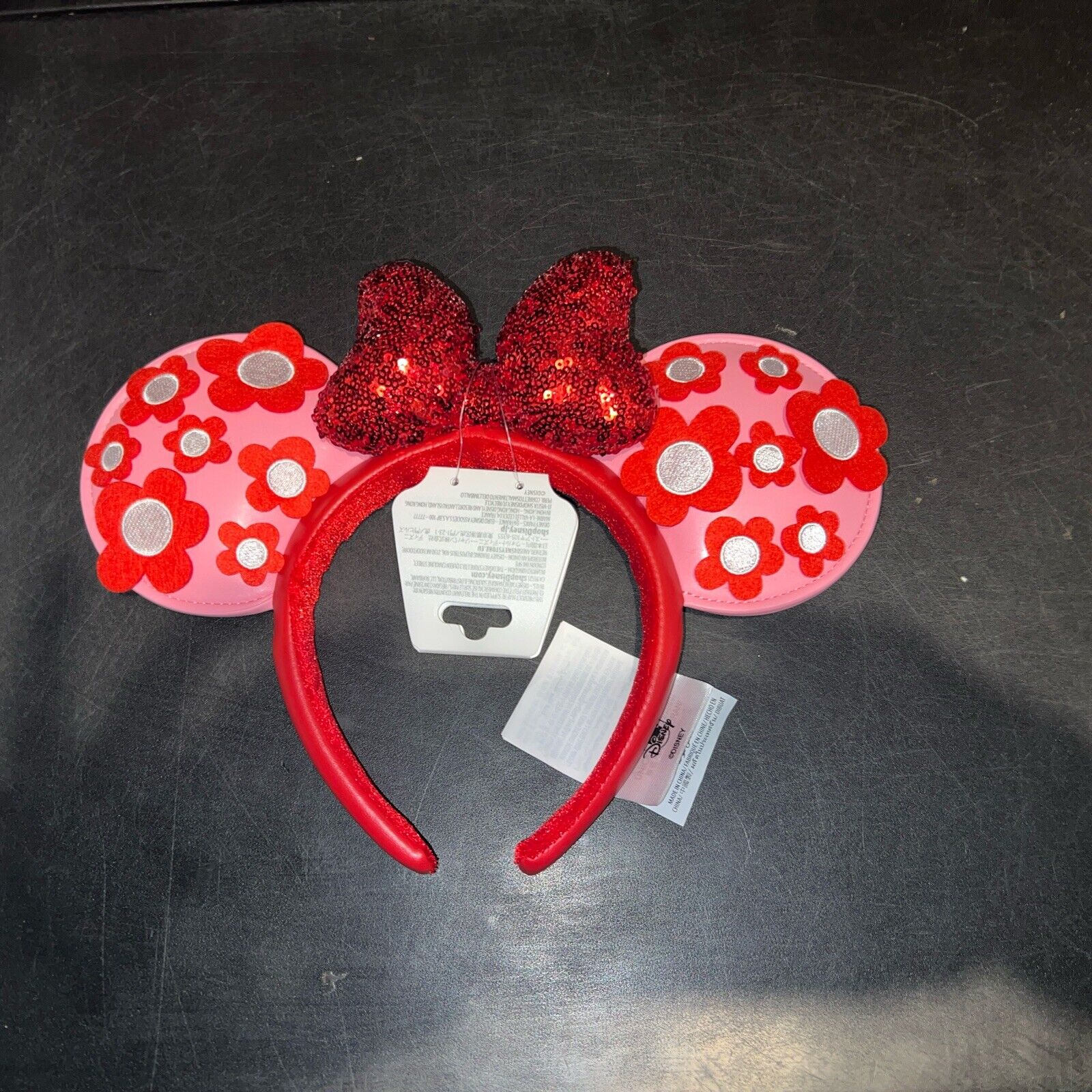 2024 Disney Parks MINNIE MOUSE Valentine's Ears Pink FLOWER Headband NWT Icon