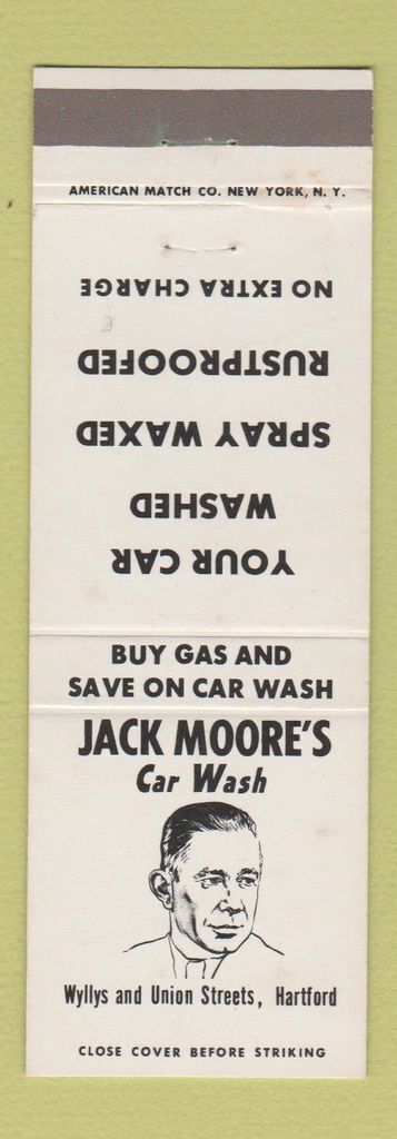 Matchbook Cover - Jack Moore\'s Car Wash Hartford CT