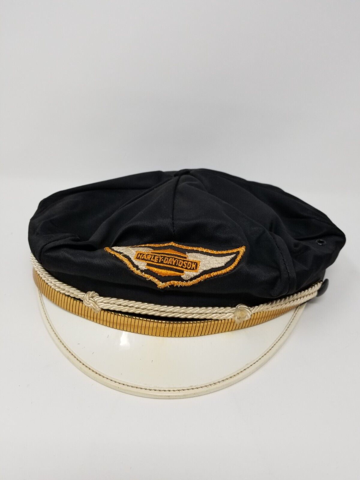 VTG 40s 50 Harley Davidson Captain\'s Hat - Great Shape Size 7 1/4 - Gold Band