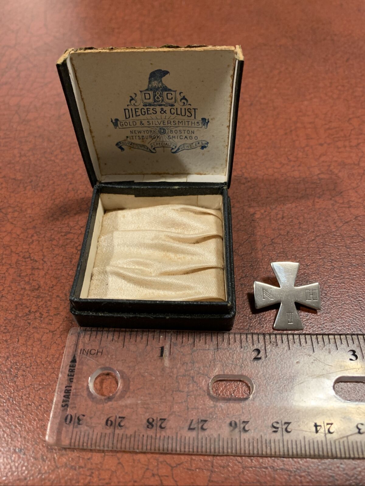Dieges & Clust Sterling “In His Name” Christian Maltese Cross Pin 1886 With Box