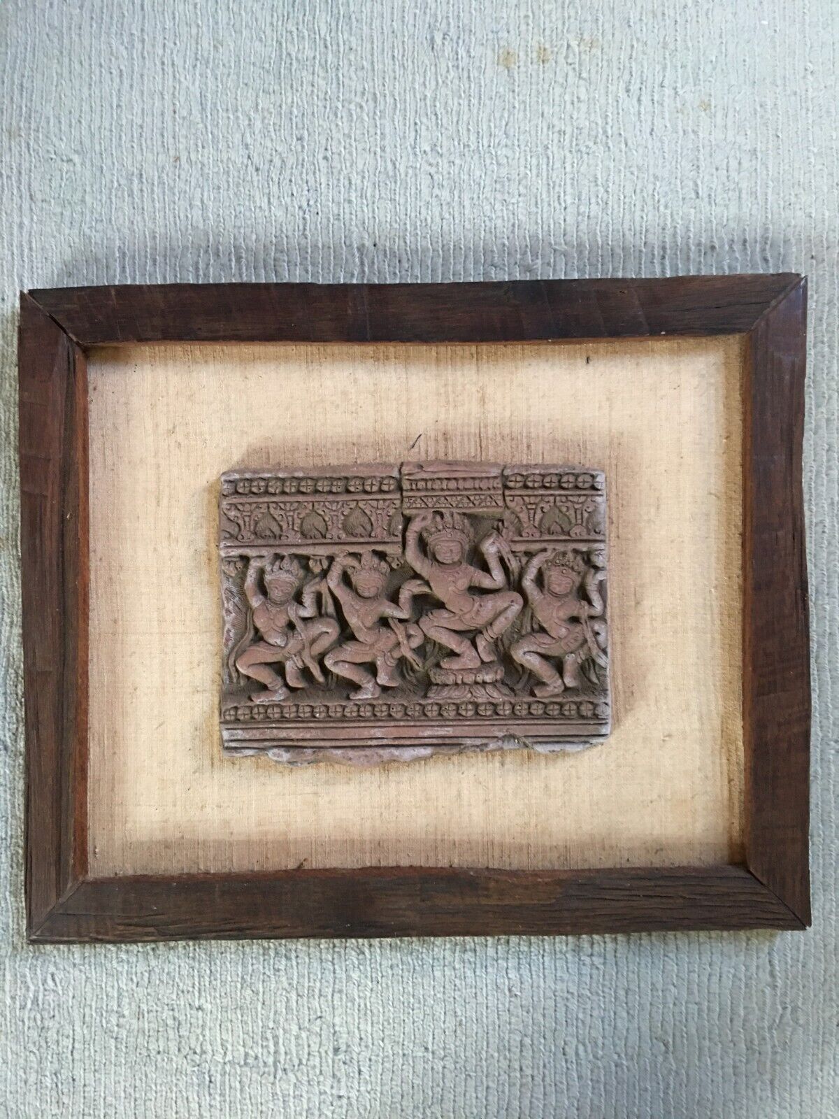 Antique Dancing Apsaras. 13th c. Khmer art. Relief on rock Wall Art Decor Frame