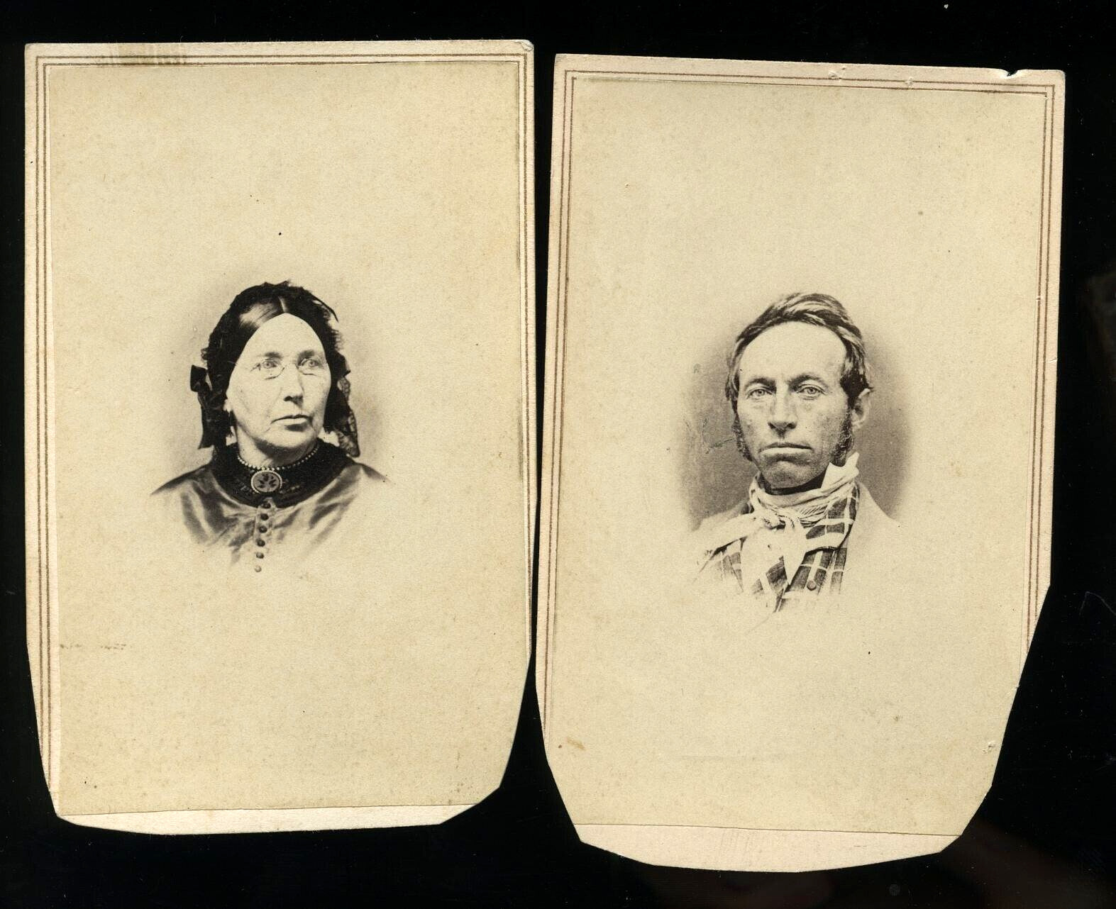 Kansas Pioneer F. Haskell & Wife 1860s cdv photos Leavenworth Photographer