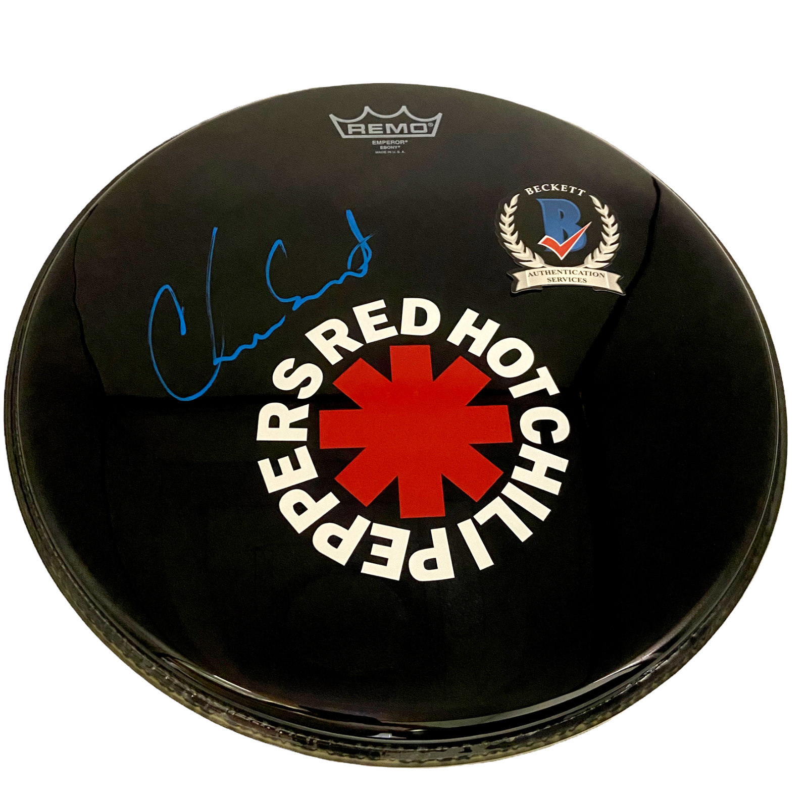 CHAD SMITH SIGNED AUTOGRAPH DRUM HEAD - RED HOT CHILI PEPPERS BECKETT BAS COA 