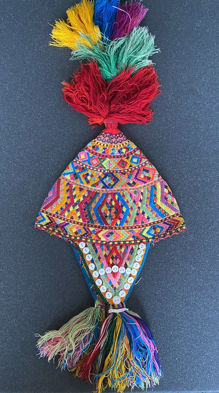 Antique Peruvian Ceremonial Shaman Chullo Rainbow Hat Andean Textile