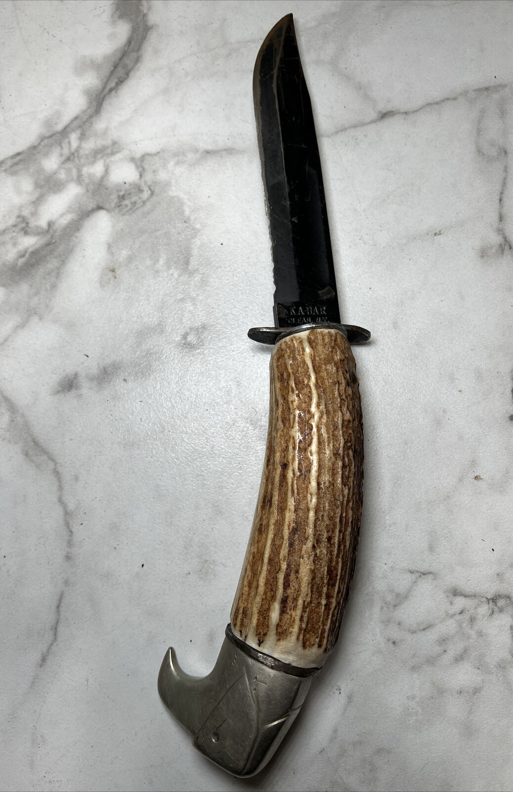 Vintage KA-BAR Olean N.Y survival knife with custom made eagle handle 