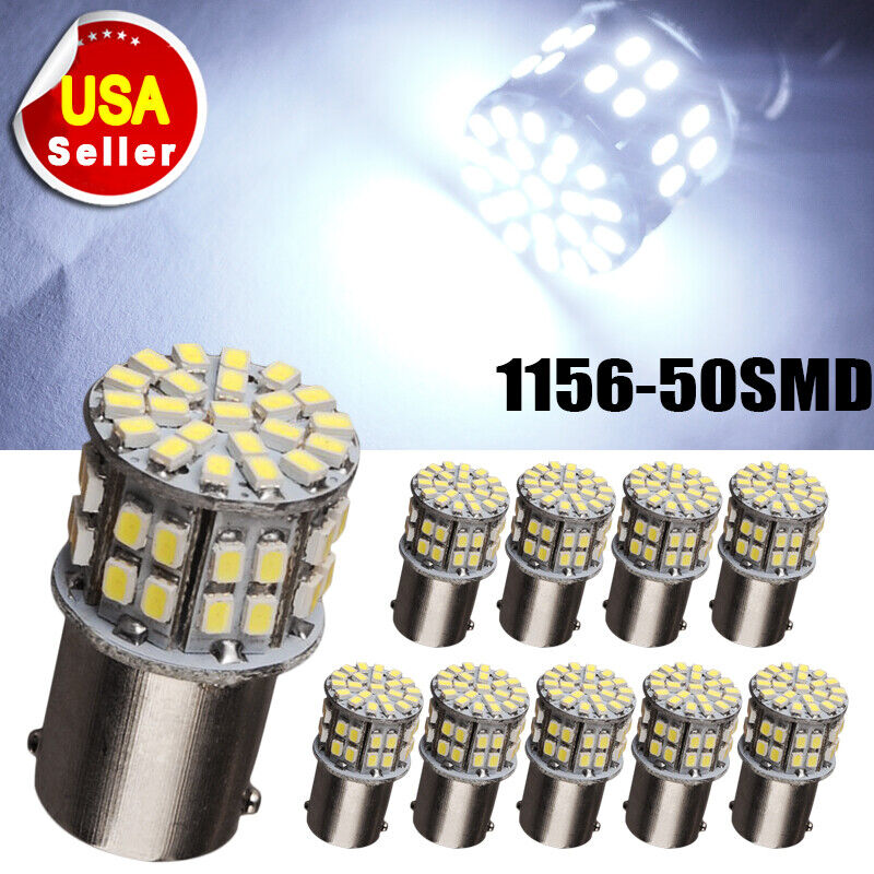 10x 7000K White 1156 BA15S 18SMD 5050 Chip LED Turn Signal Tail LED Light Bulbs