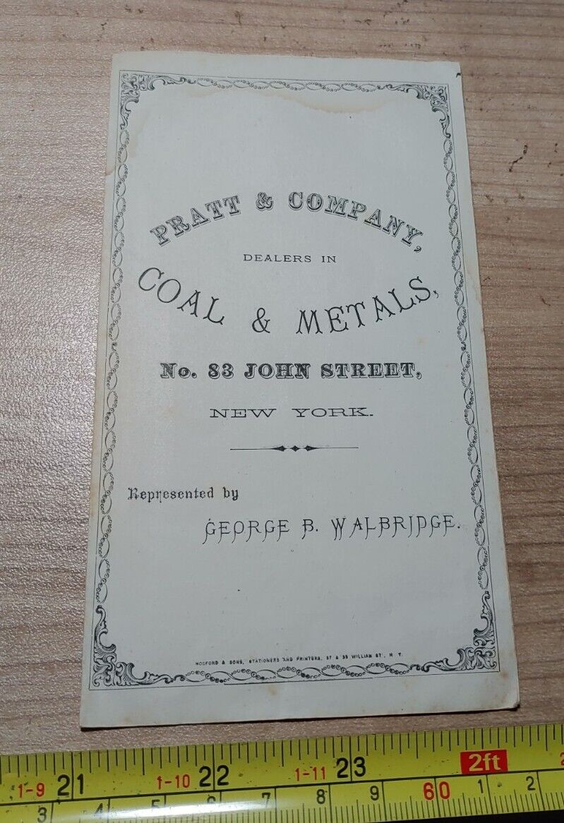Vintage 1867 Pratt & Company New York George Walbridge Advertising Coal Brochure