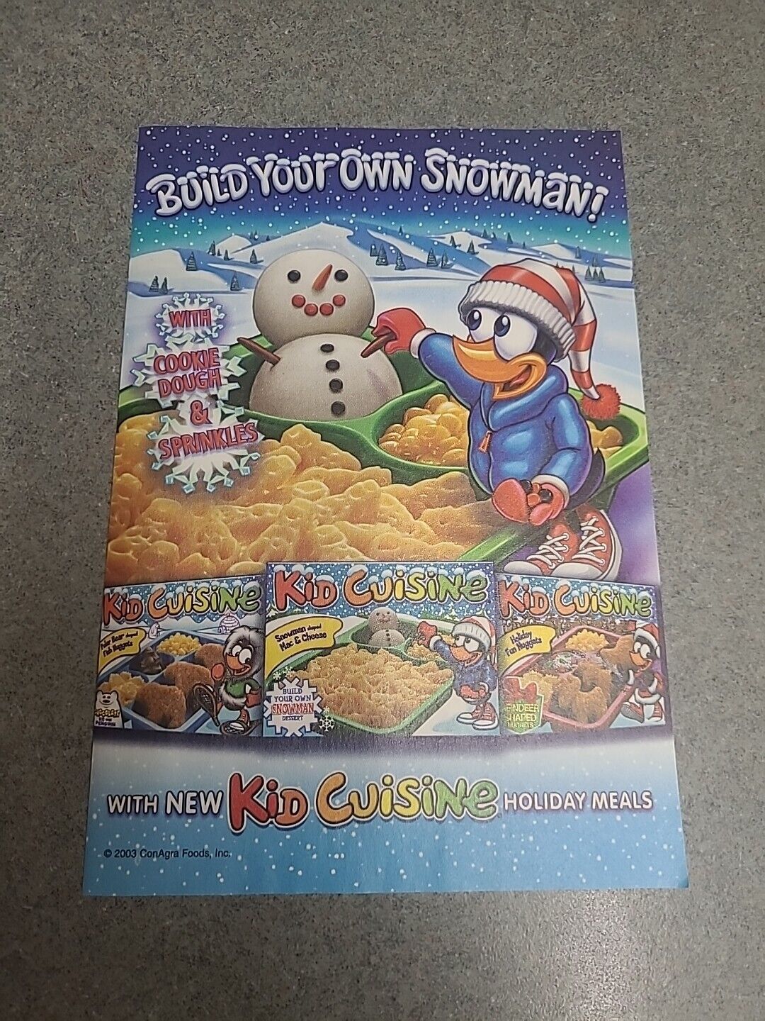 Kid Cuisine Holiday Meals Snowman Original Print Ad 2003 5x7