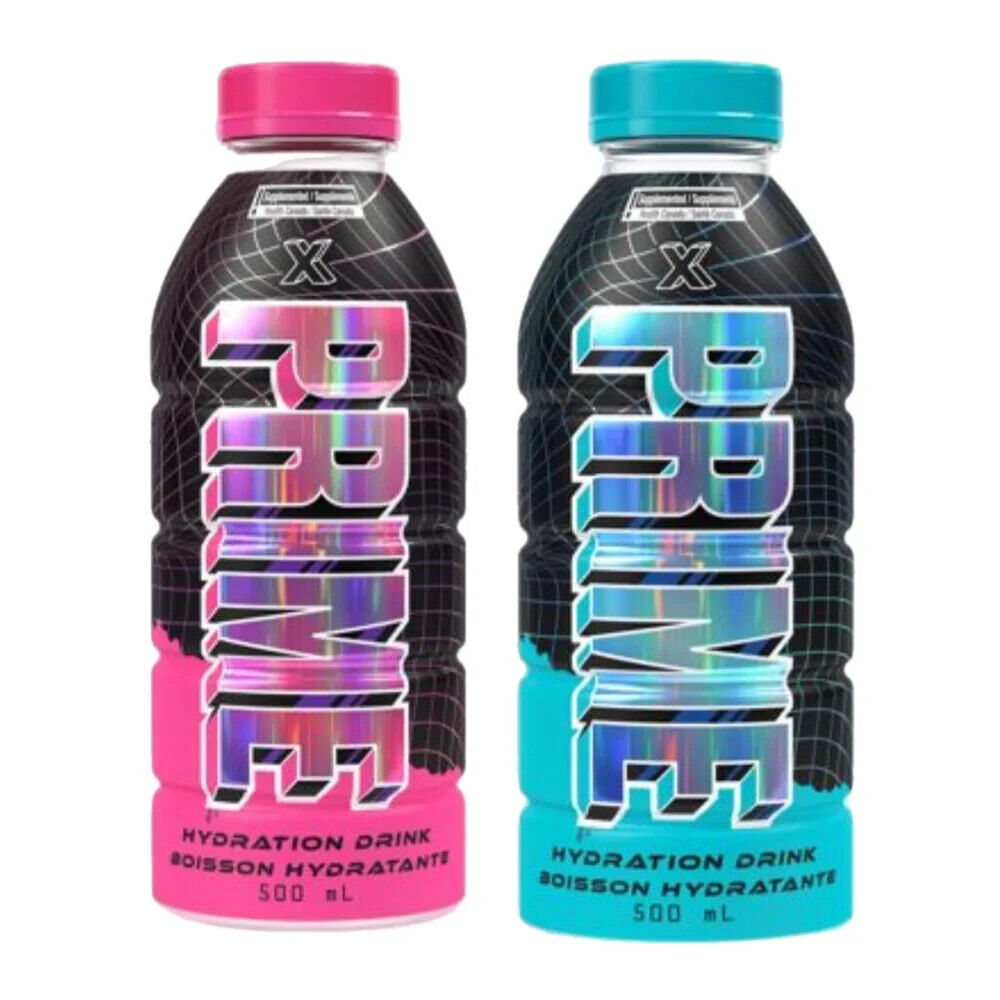 NEW Prime X Hydration Drink Pink+Blue Holograph   Sealed- 1 Pink + 1 Blue