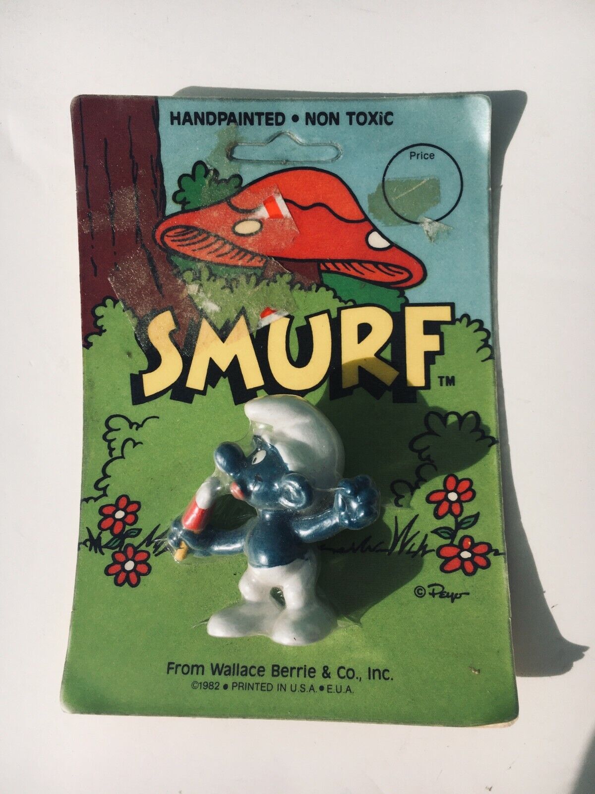 1982 SMURF with ICE CREAM POPSICLE Figure Mint on Card - Schleich