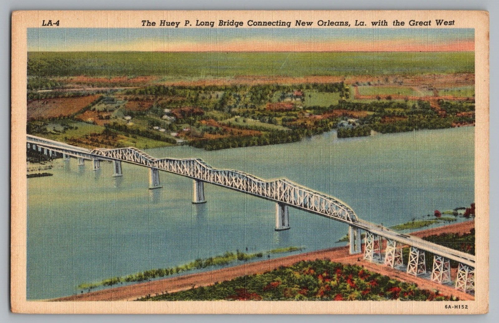 Postcard Huey P. Long Bridge, New Orleans, Louisiana