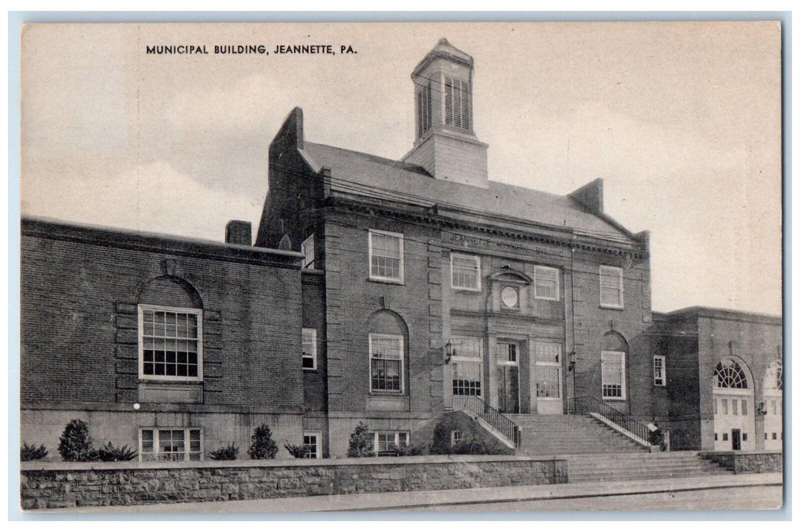 Jeanette Pennsylvania PA Postcard Municipal Building Exterior Roadside c1910\'s