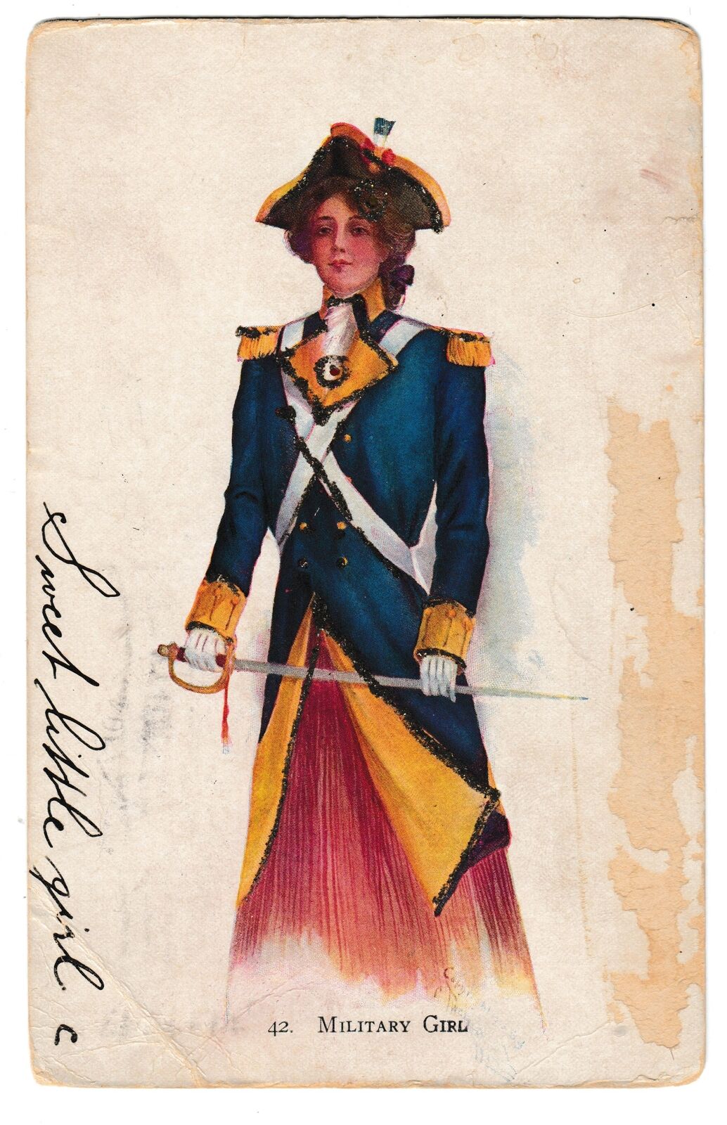 National Art Company Postcard 1906 Military Girl John H Abbott Philedelphia PA Y