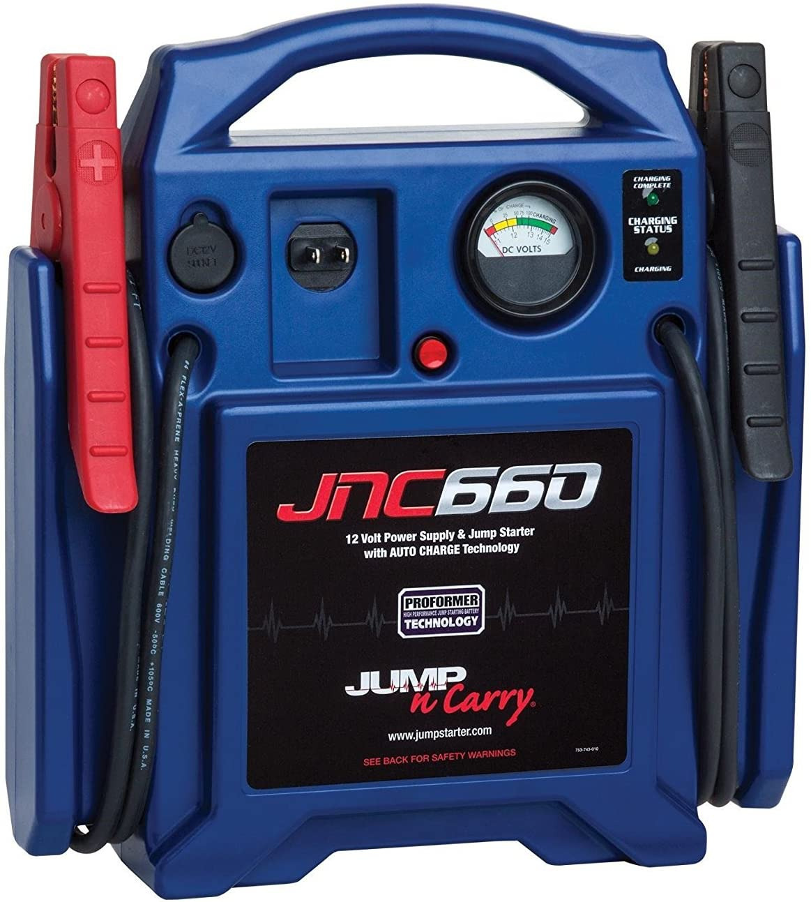 Jump-N-Carry JNC660 - 1700 Peak Amp 12 Volt Jump Starter with Cables and Battery