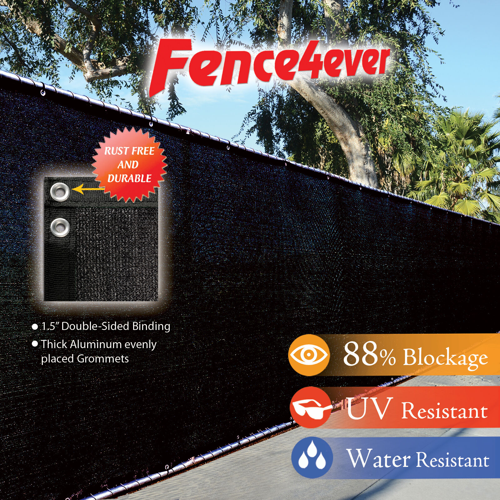 Black 6\'x50\' Fence Windscreen Privacy Screen Shade Cover Fabric Mesh Garden