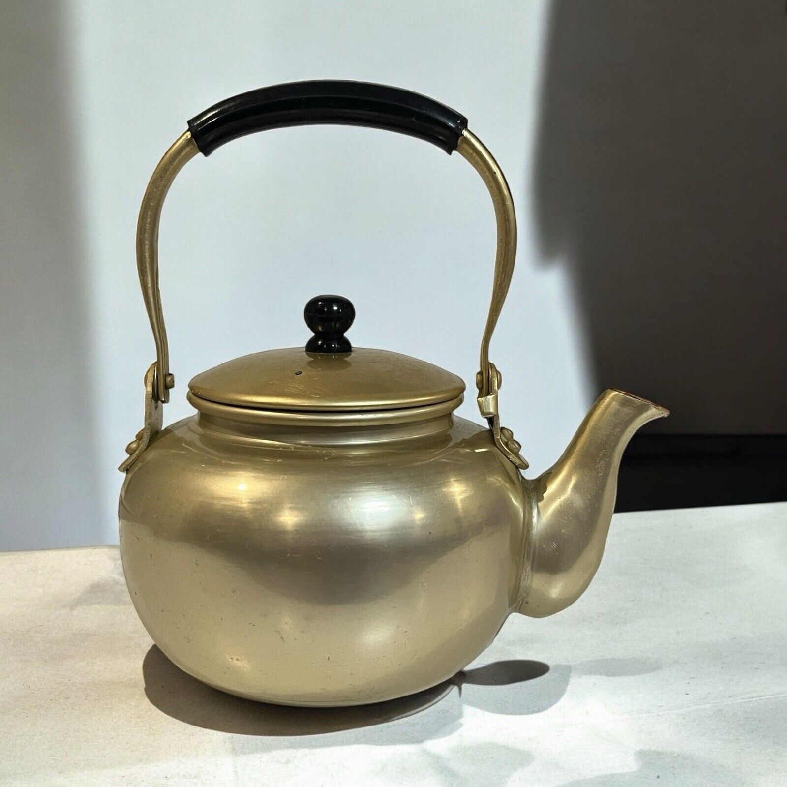 Vintage Gold Tone Aluminum Teapot Japan OMC 1950