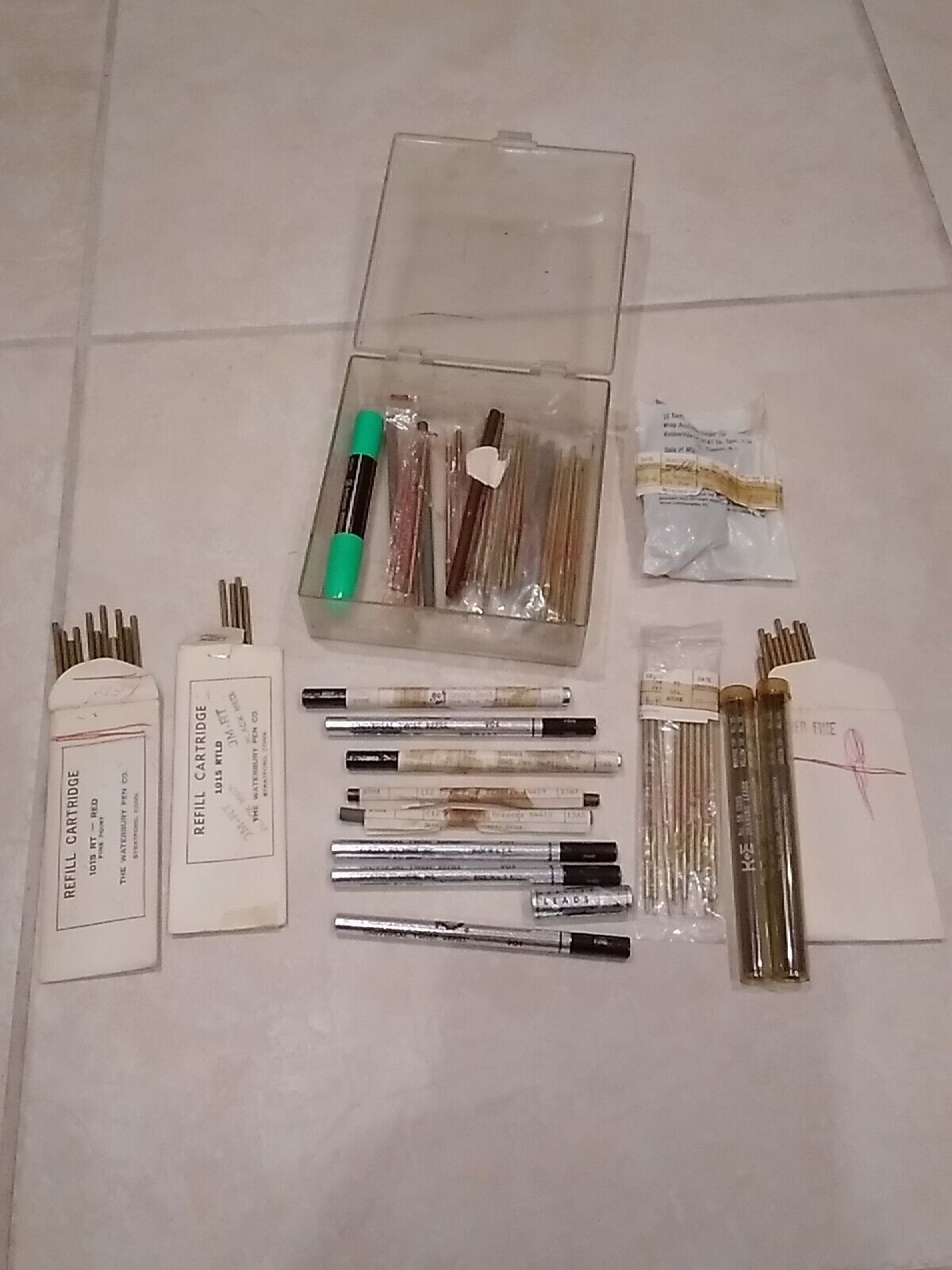 Large Lot Vintage Cross Waterbury Refill Cartridges & Pencil Leads Erasers Etc
