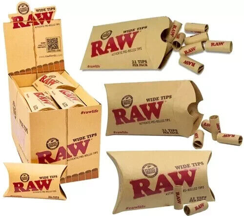 😎✨RAW ORIGINAL NATURAL UNREFINED PRE ROLLED TIPS (20 PACKS OF 21 TIPS )FULL BOX