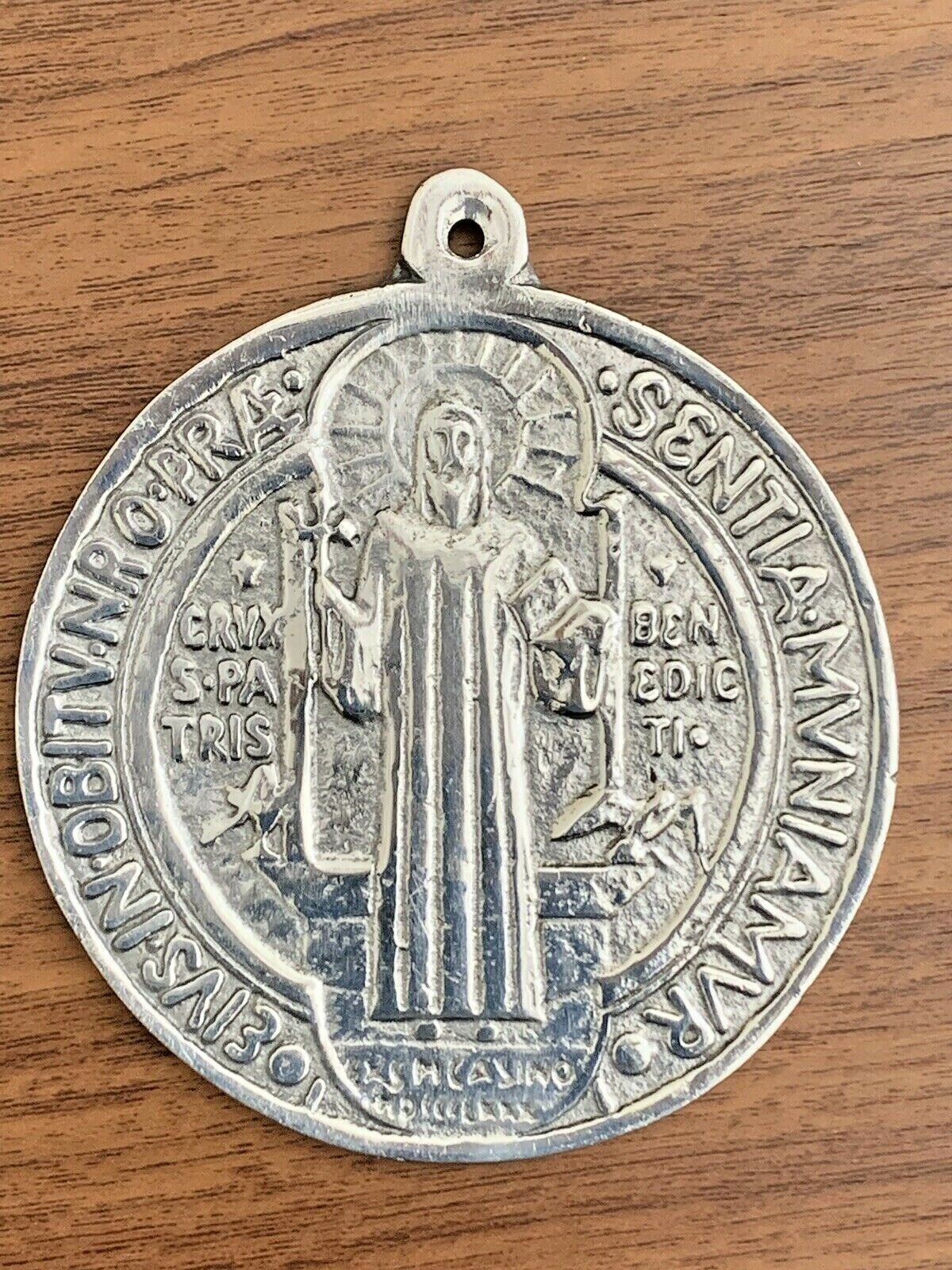 NWOT Large St. Benedict Pewter Doble Sided Medallion /Medallon de San Benito