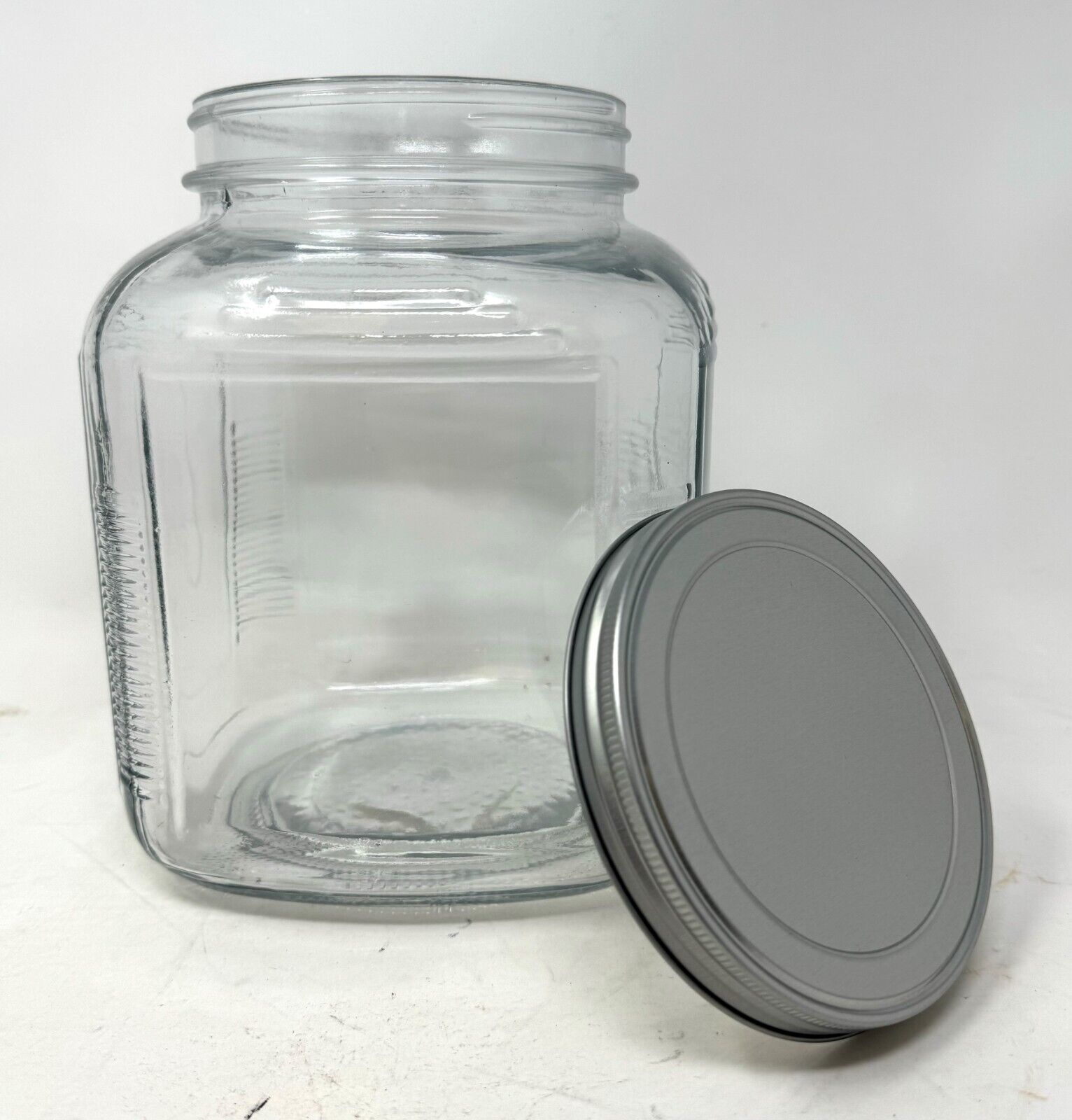 64 oz Canister Jar Square with Wide Mouth and Metal Lid - BRAND NEW - 4 PACK