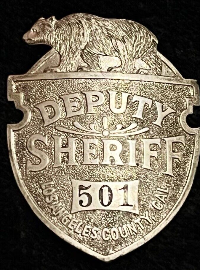 1890-1900s ORIGINAL UNIQUE Antique LA County CA Deputy Sheriff Badge