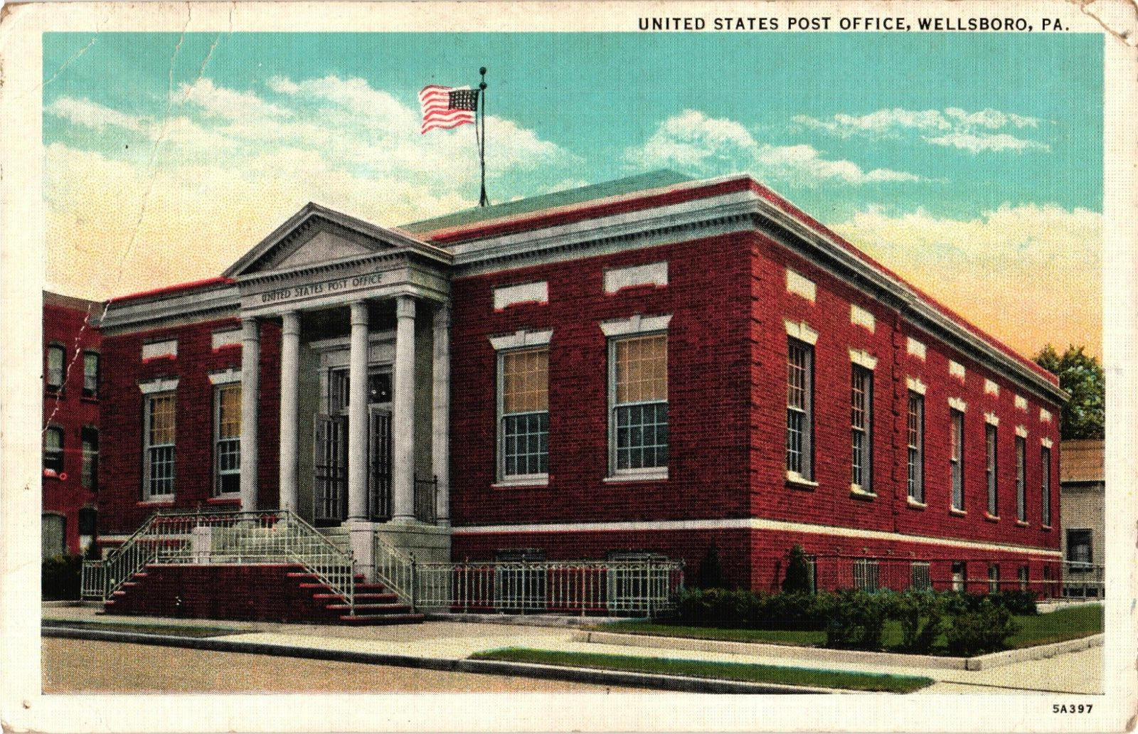 PENNSYLVANIA Wellsboro Post Office Building PA c1944 Postcard