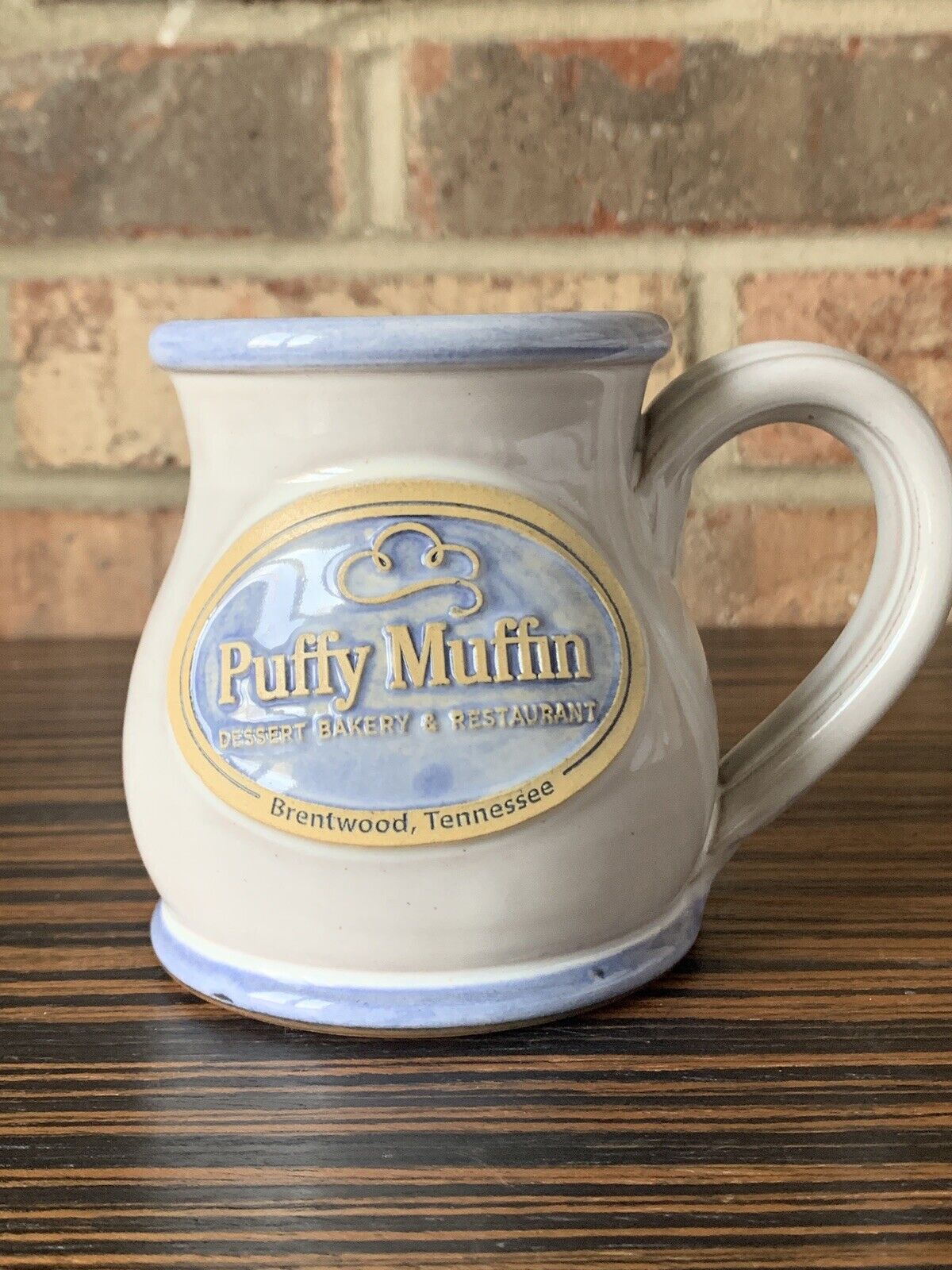 Puffy Muffin Dessert & Bakery 2022 Coffee Mug Deneen Pottery Handmade Blue Grey