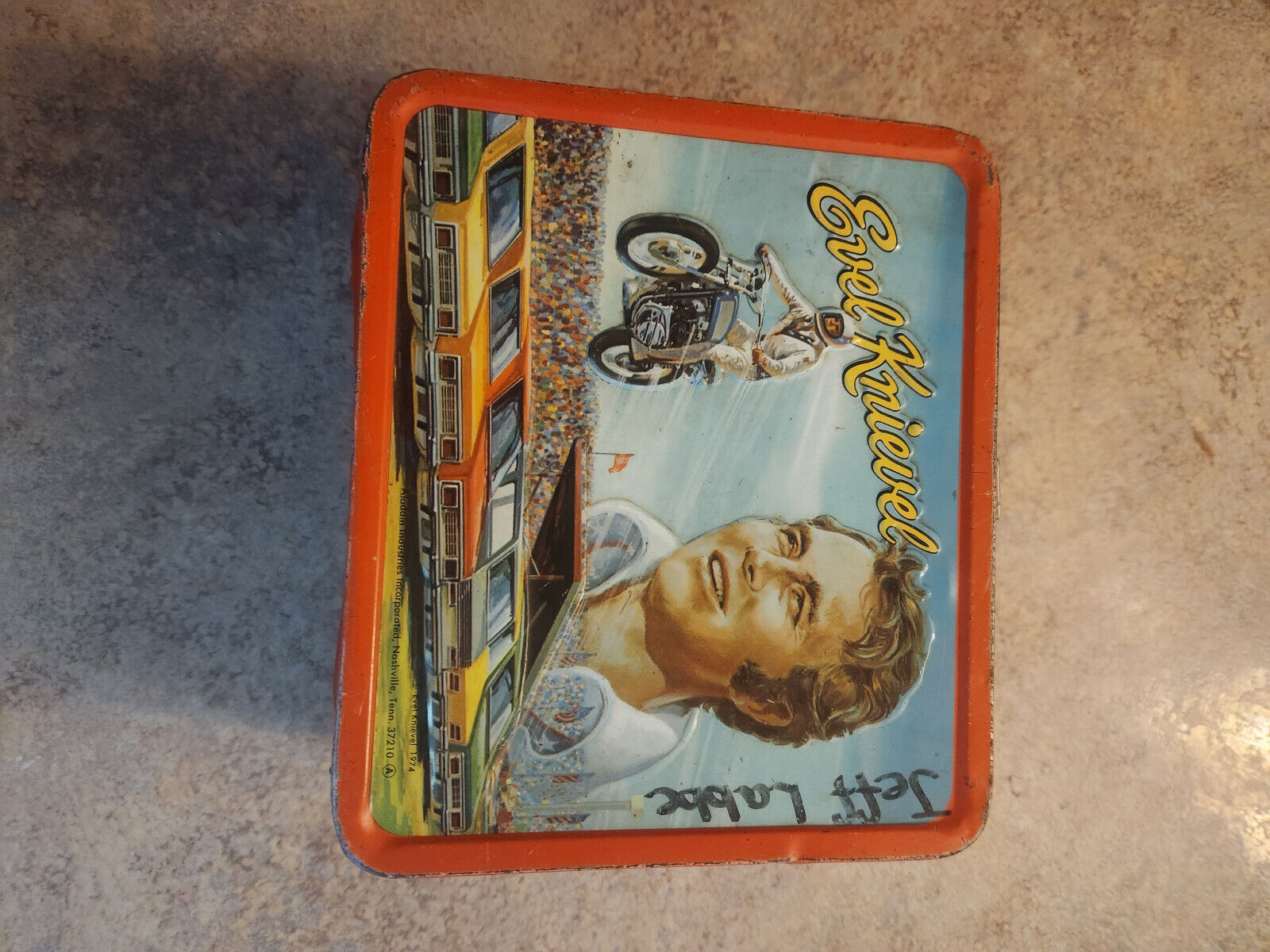 Vintage 1974 Evel Knievel Metal Lunch Box 