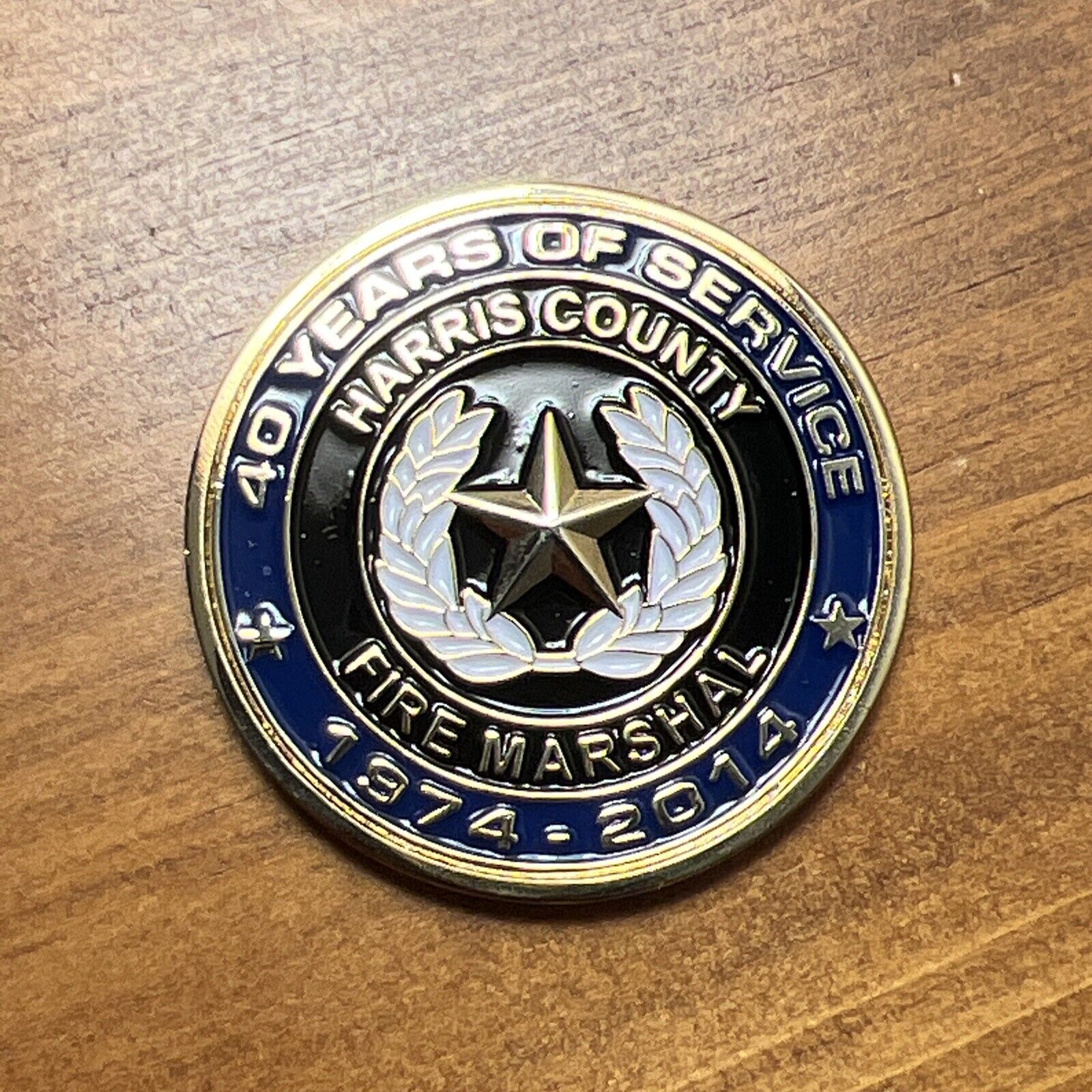 Harris County Fire Marshal State of Texas Challenge Coin 40 Years of Service