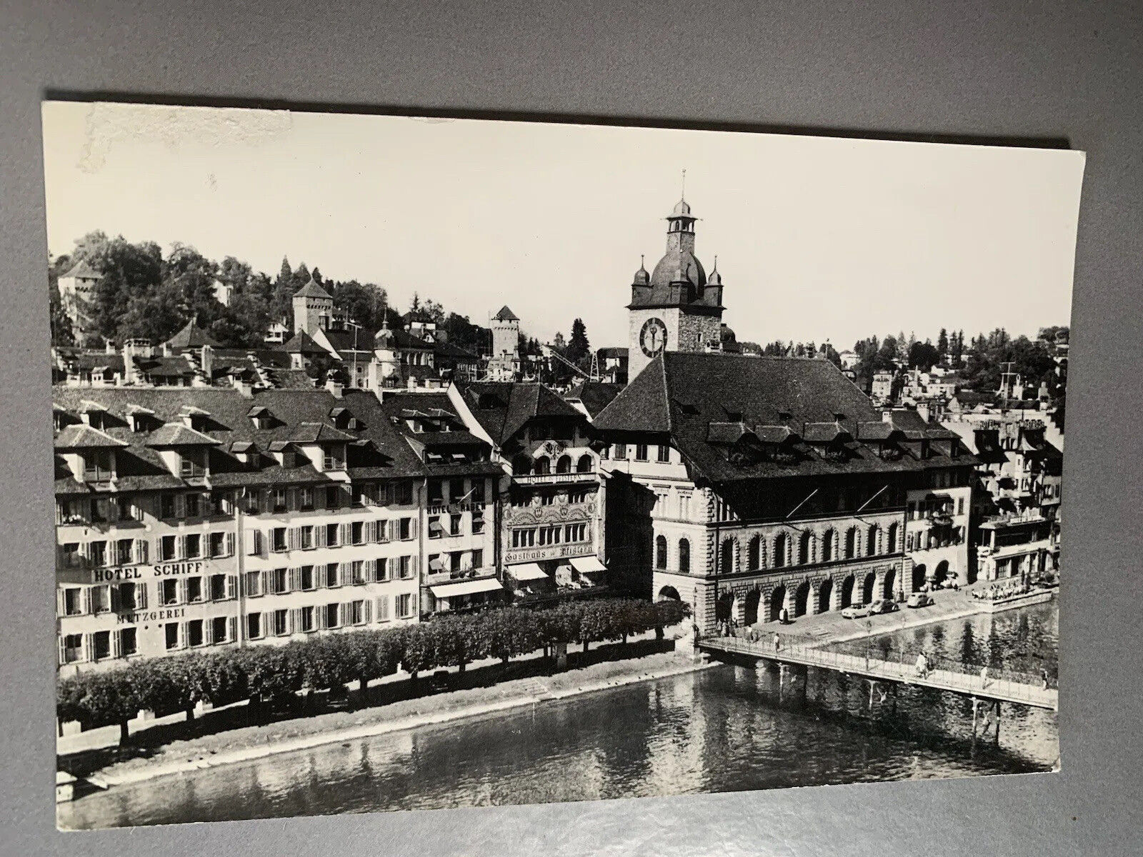 Vintage Luzern Lucerne Switzerland Black & White Postcard Unposted Swiss Vtg