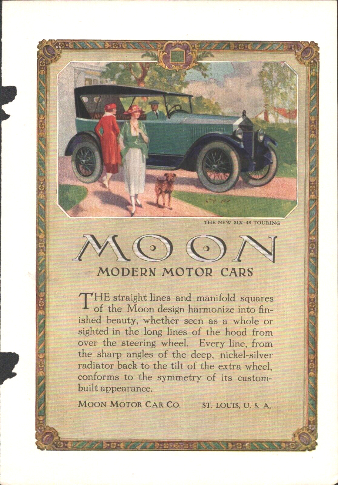 1920 MOON MOTOR CAR CO. antique magazine advertisement SIX-48 TOURING AUTOMOBILE