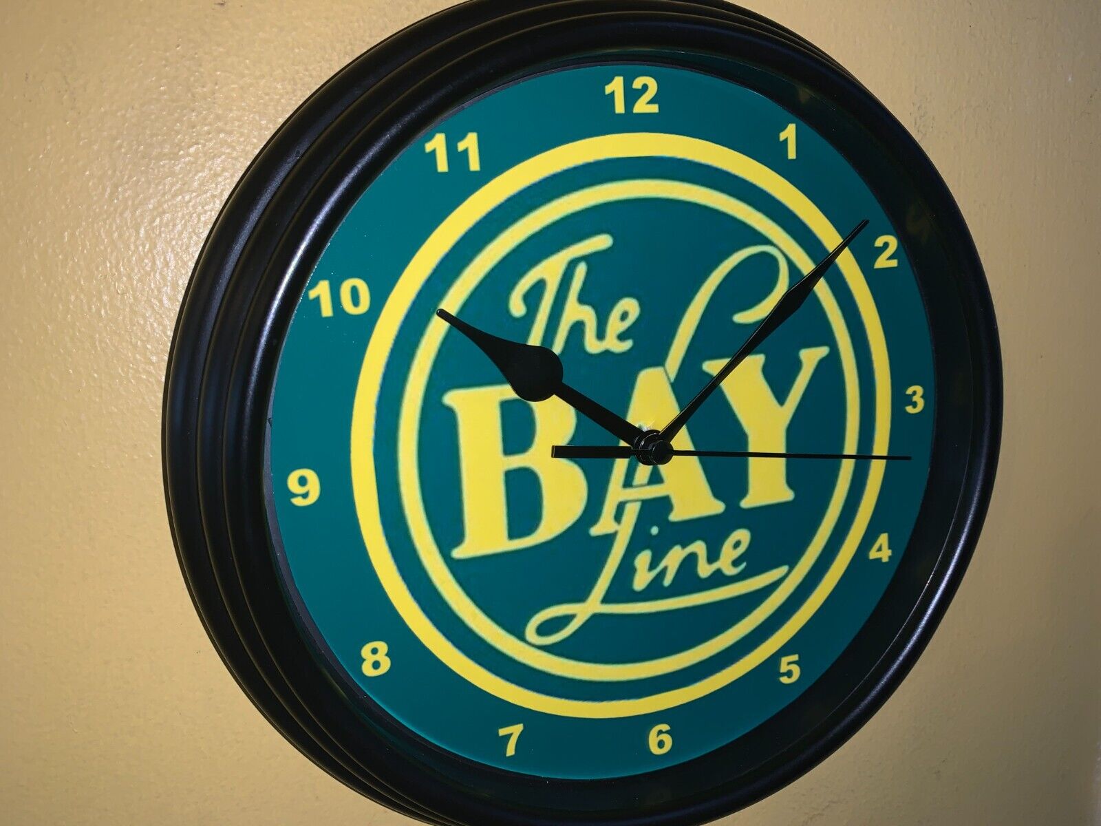 The Bay Line Railway Railroad Train Station Man Cave Bar Advertising Clock Sign