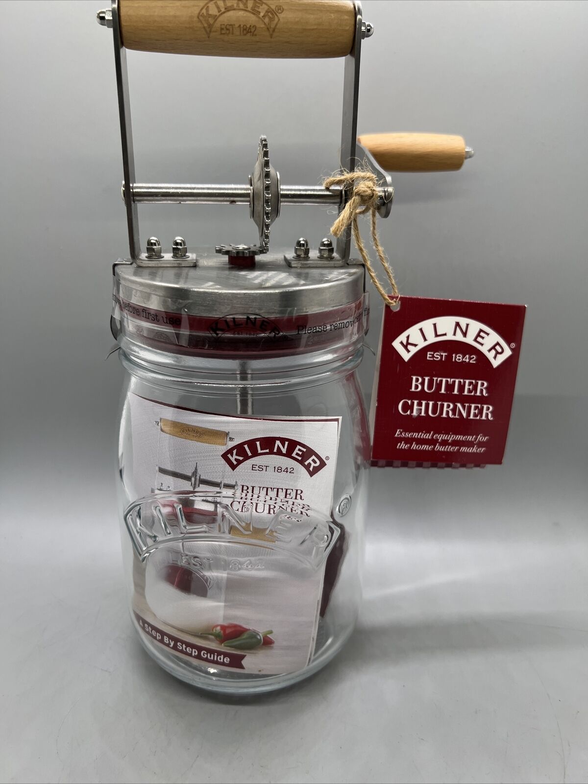 Kilner Quart Glass Mixer Butter Churner 1 Quart New 10.25x4”