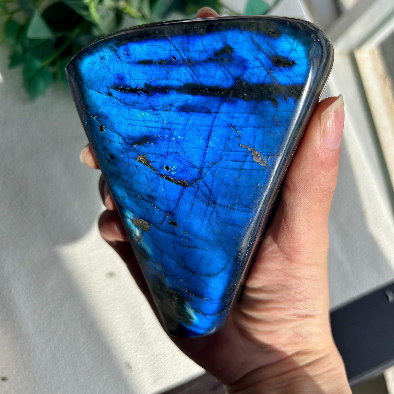 915g Natural Stunning Blue Flashy Labradorite Quartz Crystal Freeform