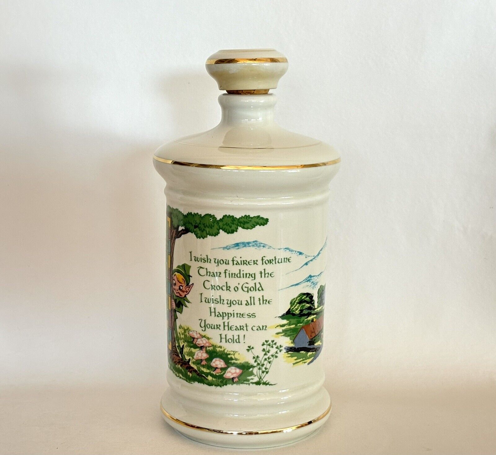 Vintage 1975 Old Fitzgerald Distillery, Inc. Porcelain Decanter An Irish Wish 9