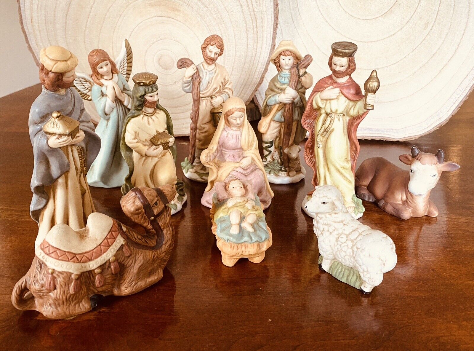 Vintage Nativity Set 11 Piece Baby Jesus Mary Joseph Wise Men Animals