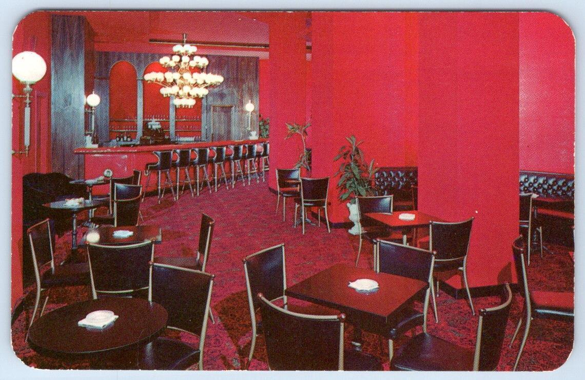 1960's MARLBOROUGH-BLENHEIM HOTEL RED COCKTAIL LOUNGE ATLANTIC CITY NJ POSTCARD