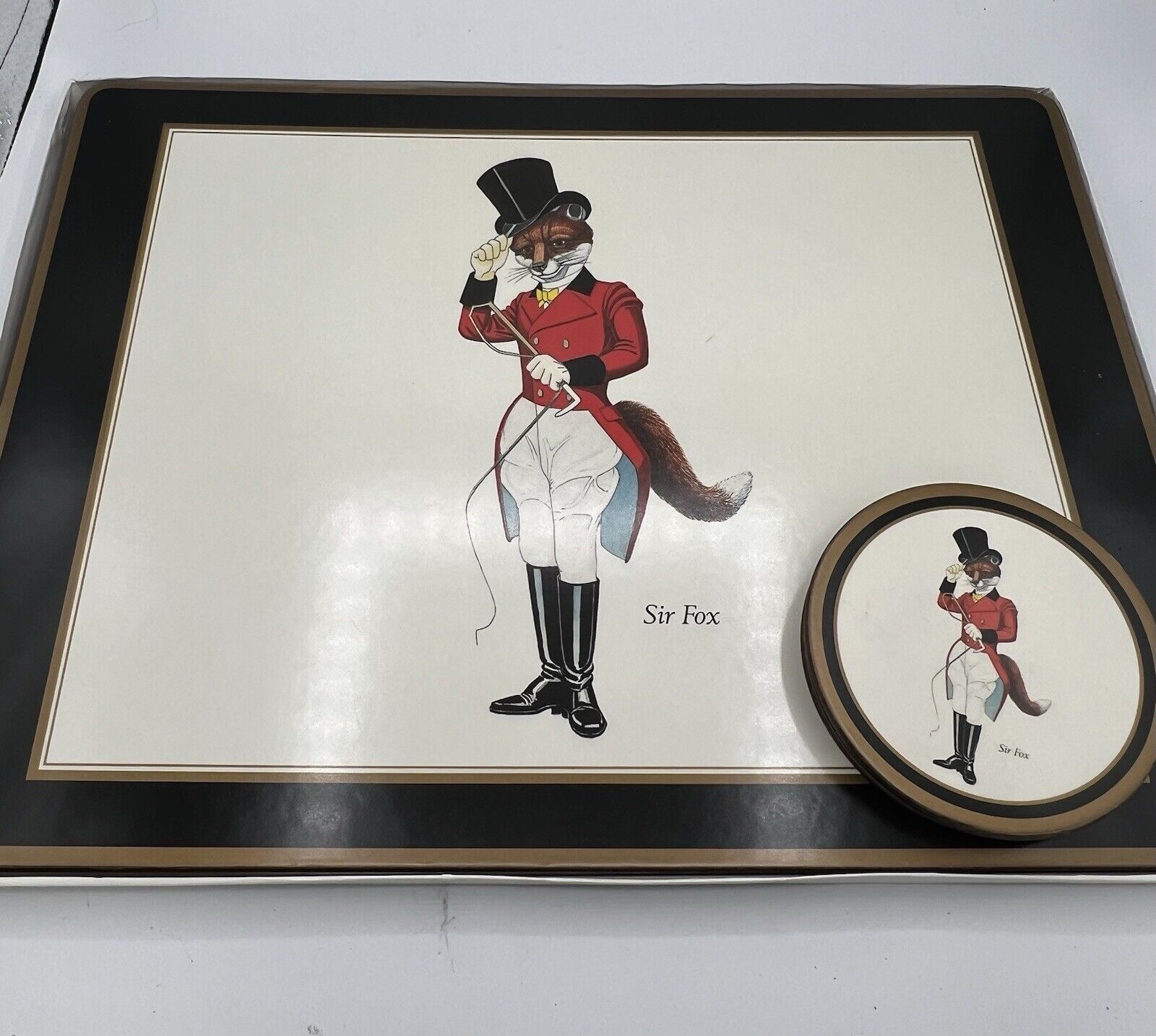 Pimpernel Sir Fox Set Of 4 Dinner Placemats 4 Coaster Equestrian Anthropomorphic