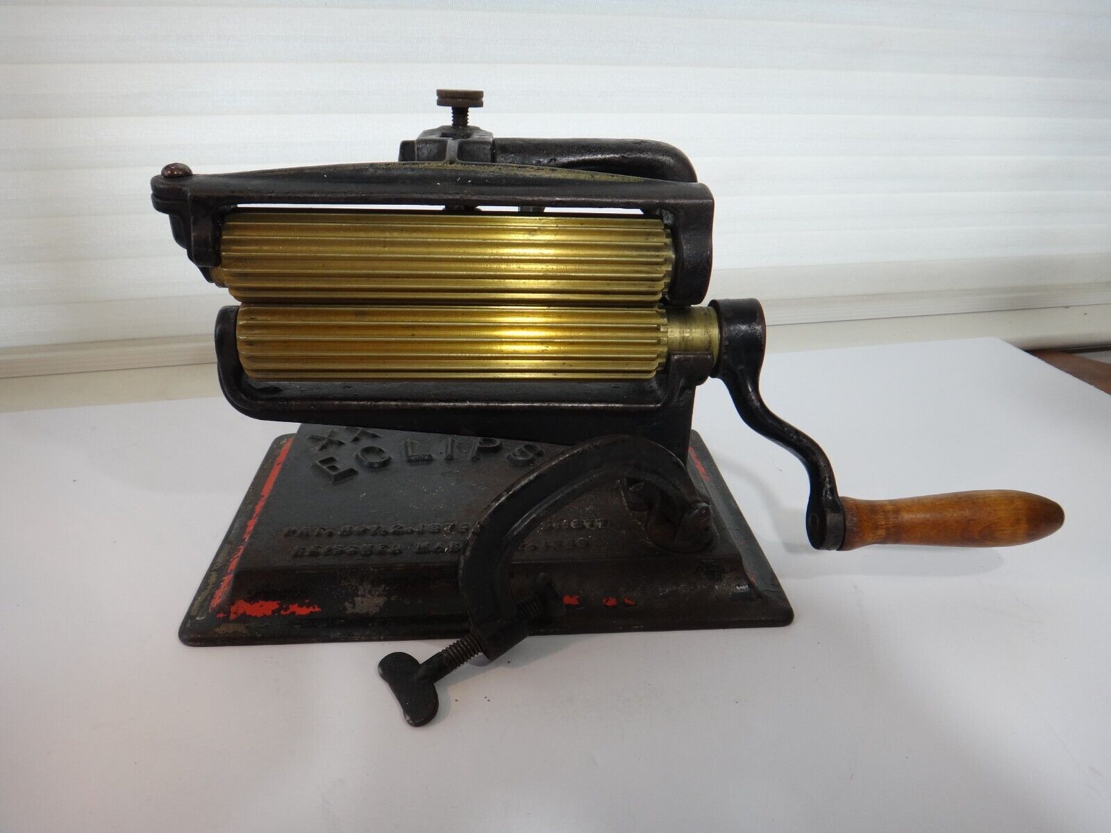 Antique Fluting Cast Iron & Brass Hand Crank Tool Machine Fluter Eclipse 1886