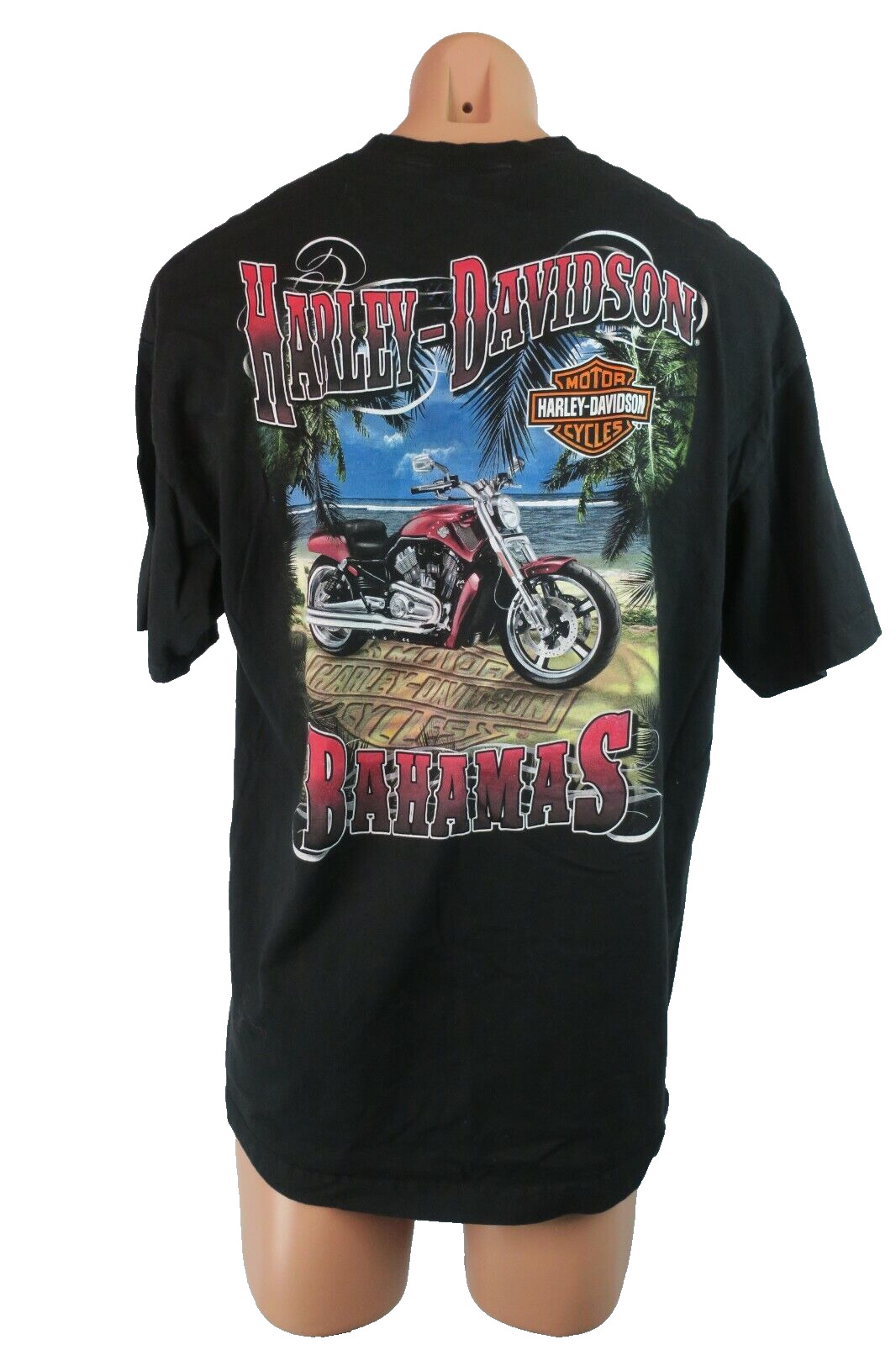 Harley Davidson Motorcycles T-Shirt Bahamas Vacation Beach sz XL Black WORN ONCE