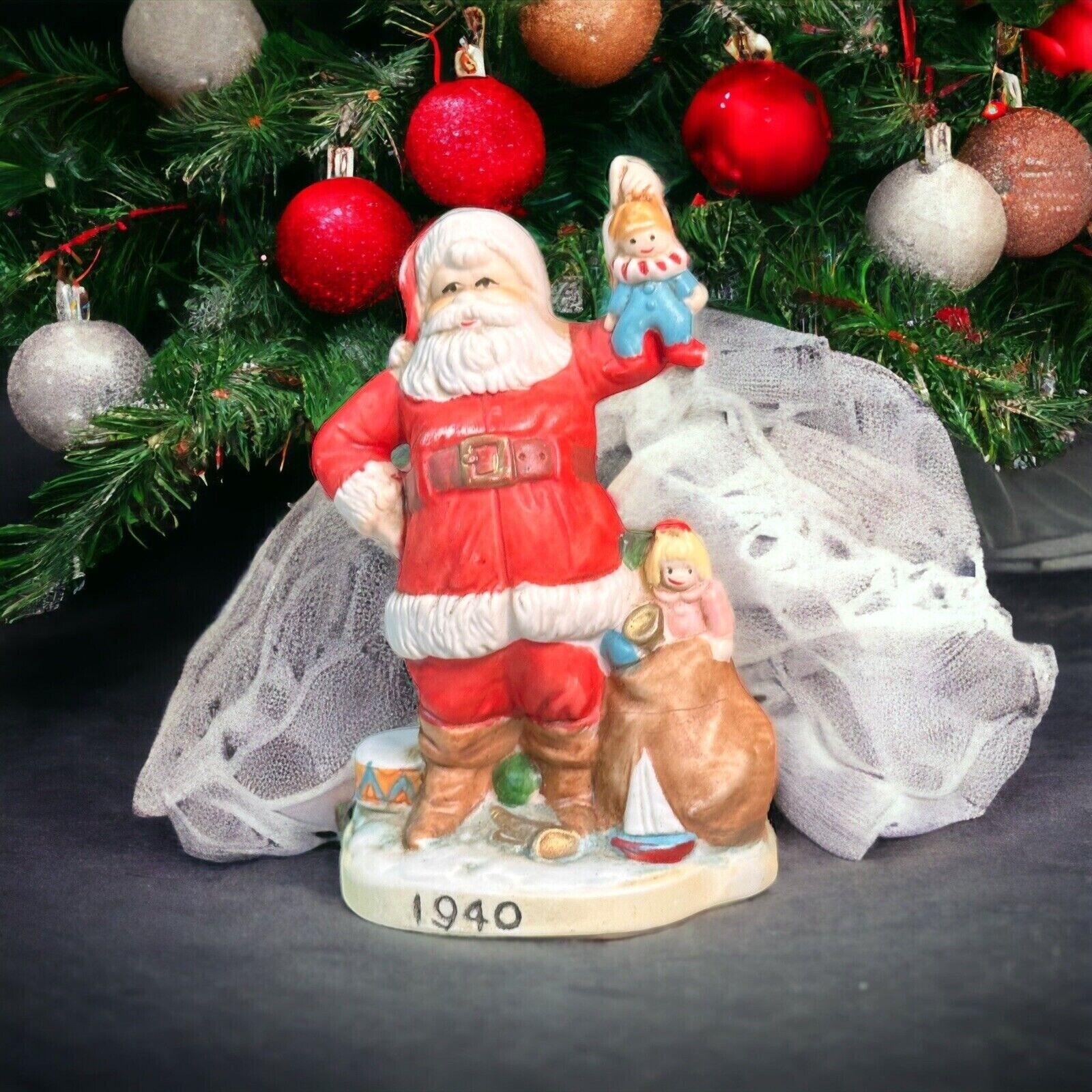 RSVP Int Inv Ceramic Christmas Santa Figure 1940 EUC Vintage Taiwan Rare