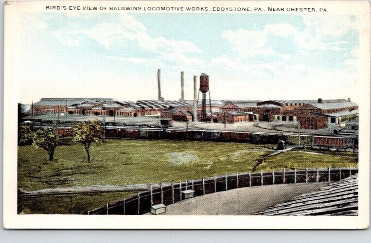 EDDYSTONE, PA. POSTCARD Bird\'s-Eye View of Baldwins Locomotive Works