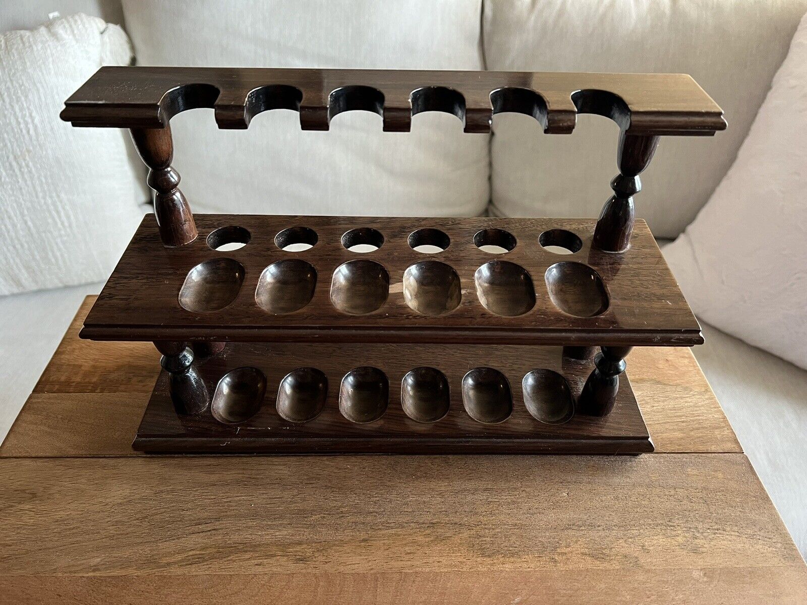 Extra Large 12 PIPE Wood STAND  HOLDER Caddy Rack double level